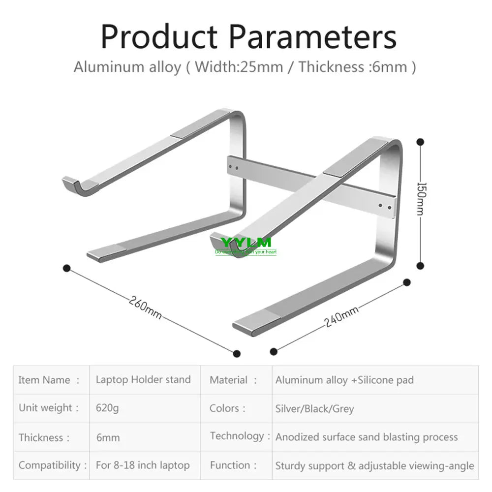Aluminum Laptop Stand Notebook Riser Holder